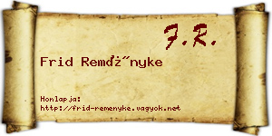 Frid Reményke névjegykártya